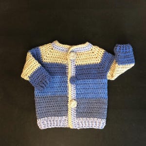Crochet Baby Sweater, Handmade Baby Shower Gift, Unique Baby Gift, Blue and Grey soft baby/toddler sweater, crochet toddler sweater