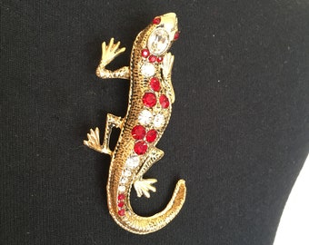 Vintage Tara Lizard Brooch Lapel Pin,Lizard Brooch,Lizard Rhinestone Lapel Pin,Lizard Pin,Rhinestone Lizard Pin,Retro Rhinestone Brooch Pin