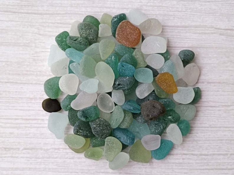 30 small Sea Glass Frosted genuine sea glass Emerald Aqua Etsy