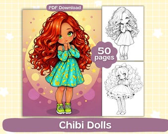 Dibujos para colorear de muñecas Chibi / Hojas para colorear de chicas kawaii / Libro para colorear imprimible / Descarga digital