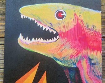 teeth fish print | 8.5 x 11 in | salmon fish eel illustration