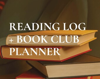 Läslogg + BOKKLUBBPLANERARE | 100+ sidor | Digital läsdagbok | Bokspårare | Bokklubbsorganisatör