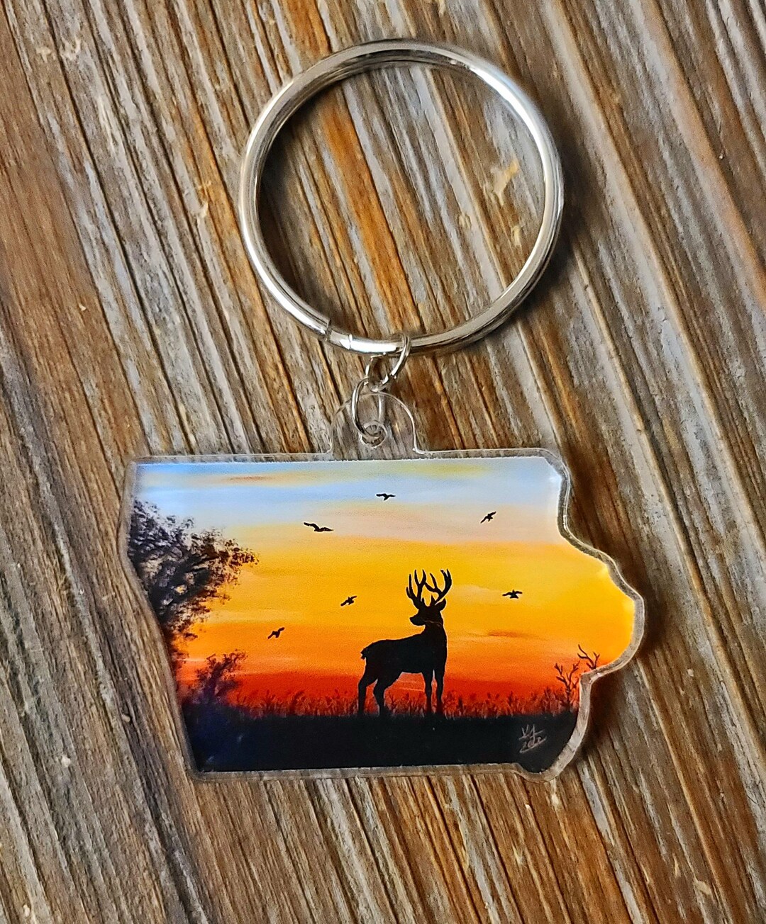 Iowa Keychain Iowa Sunset Deer Keychain - Etsy