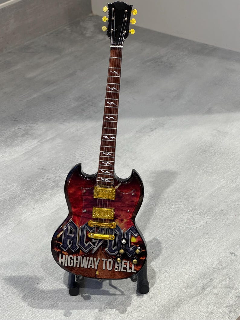 AC/DC Handmade Miniature Guitar With Stand - Etsy