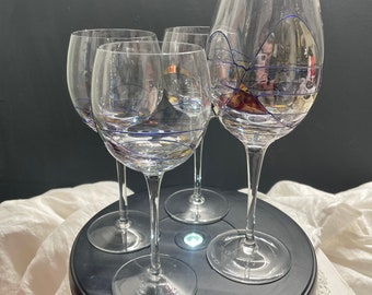 Mosaic Stained Glass Wine Glasses. Set of 3 White Wine