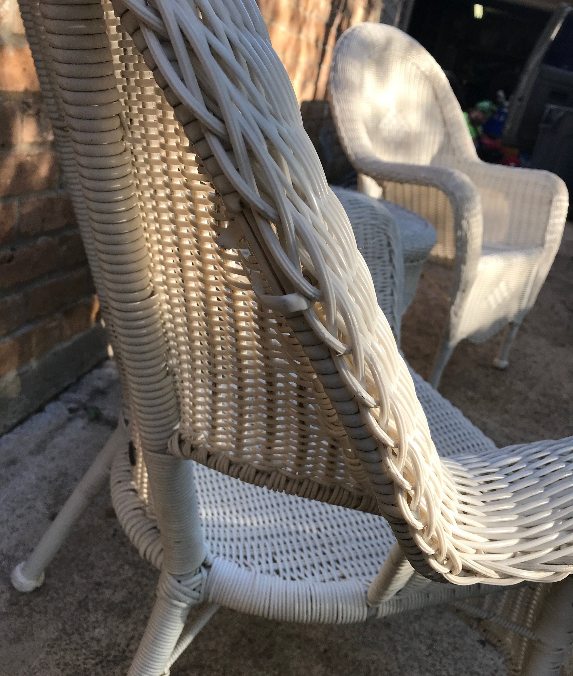White Patio Faux Bamboo Furniture, Resin Wicker Patio Table, From Hampton Bay Etsy