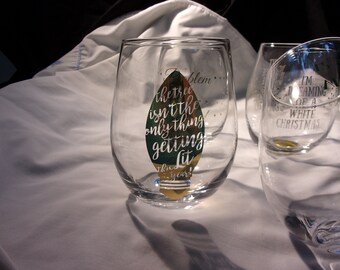 Set of 4 Drinkware, Stemless Holiday Glasses