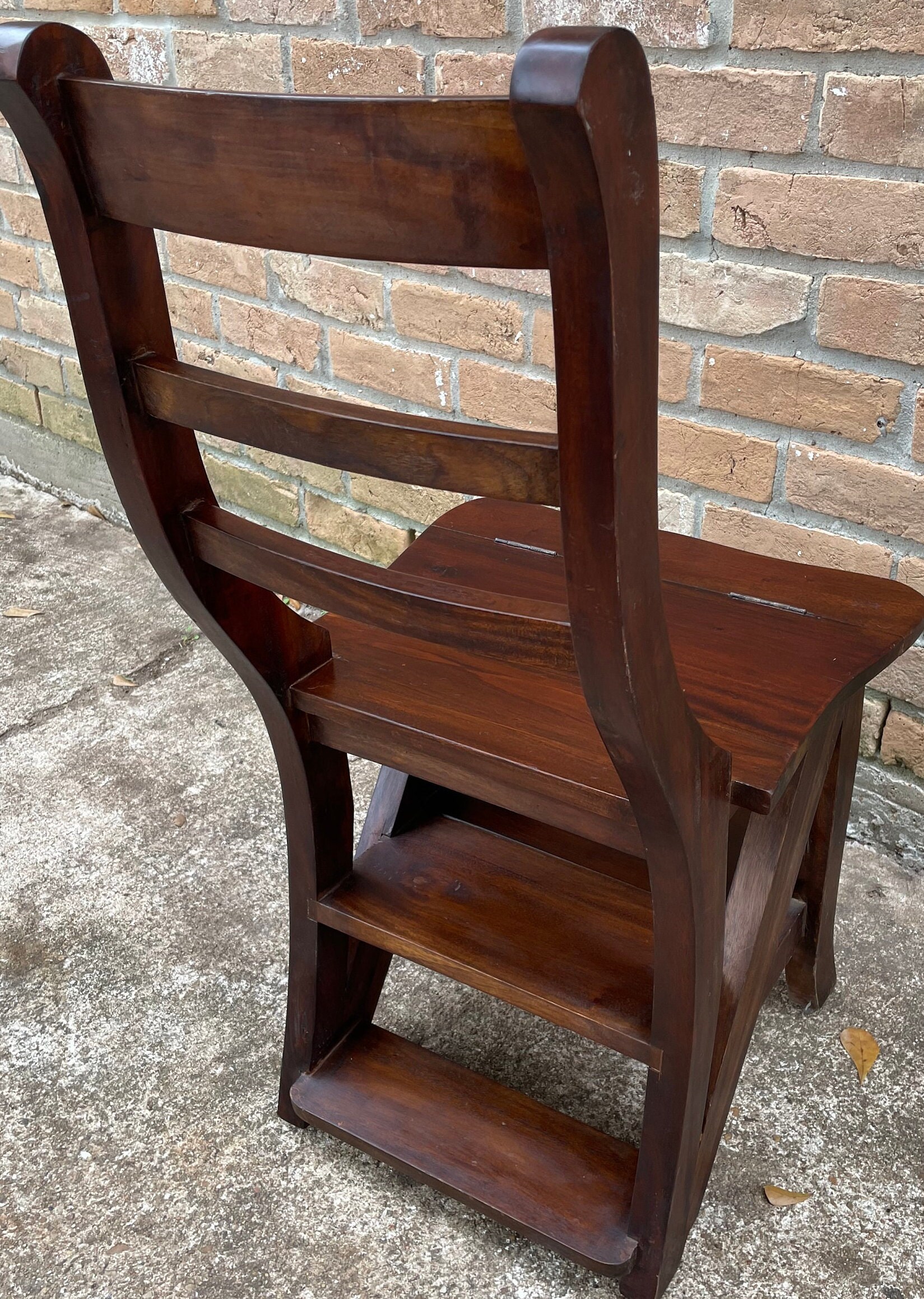 French Antique Step Stool Chair Combination Etsy