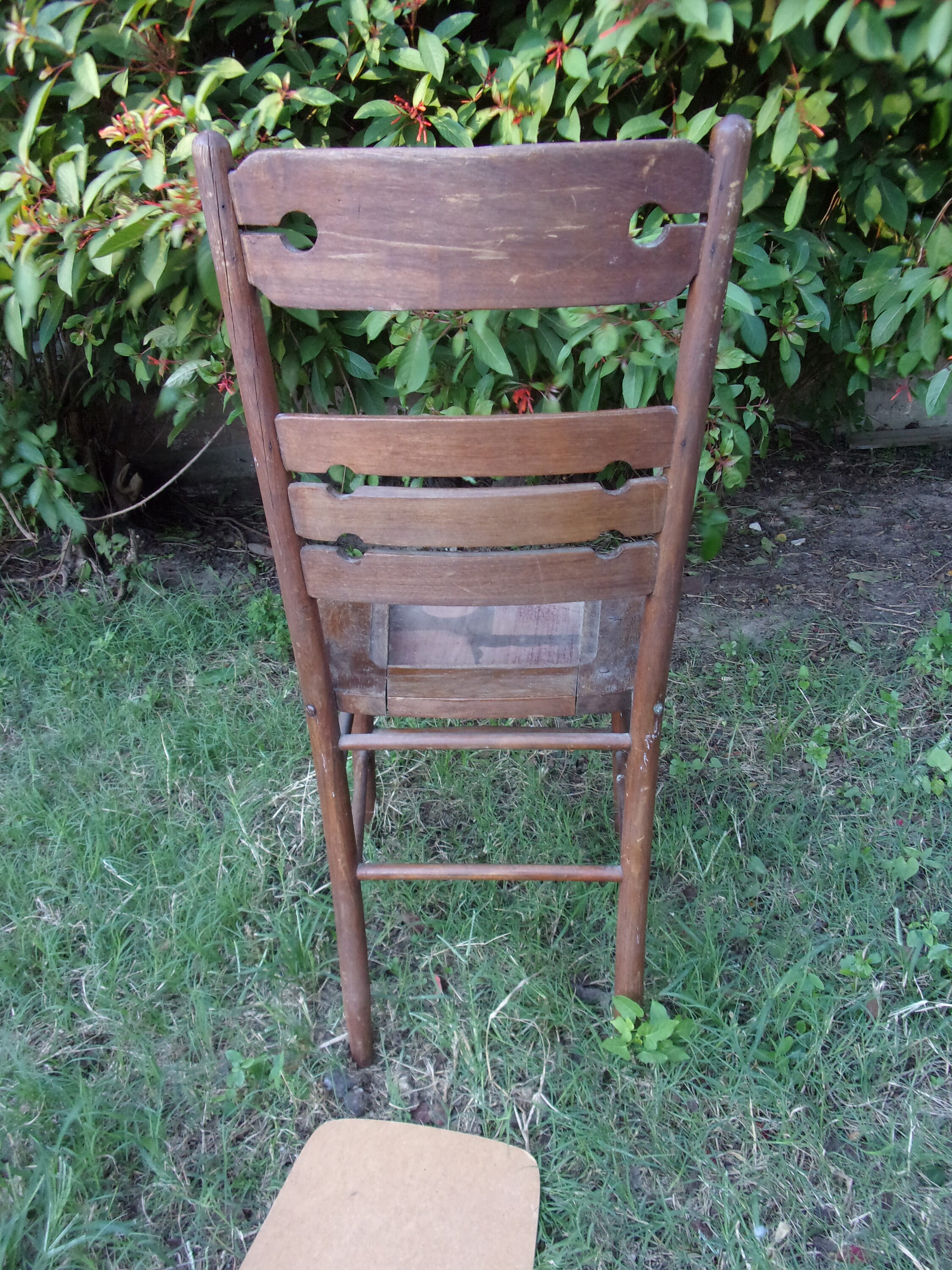Antique Chair Wood C. 1920 Oak Keyhole Art Deco Boho Wedding