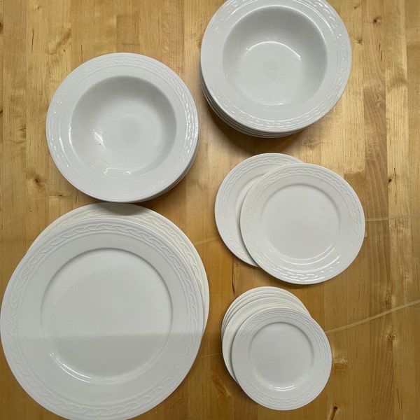 Dinnerware, White “Gala” Block China Plates, Bowls, Cups