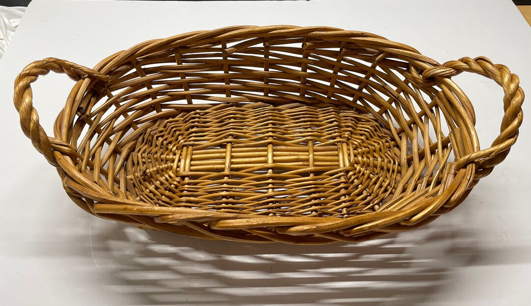 Basket Rattan Wicker, Long Oval With Handles Etsy