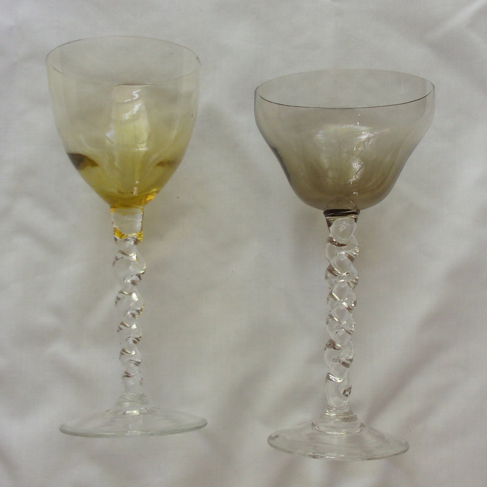 2 Crystal Vintage Barley Twist Cocktail Glasses Clear Stem 6 Etsy UK