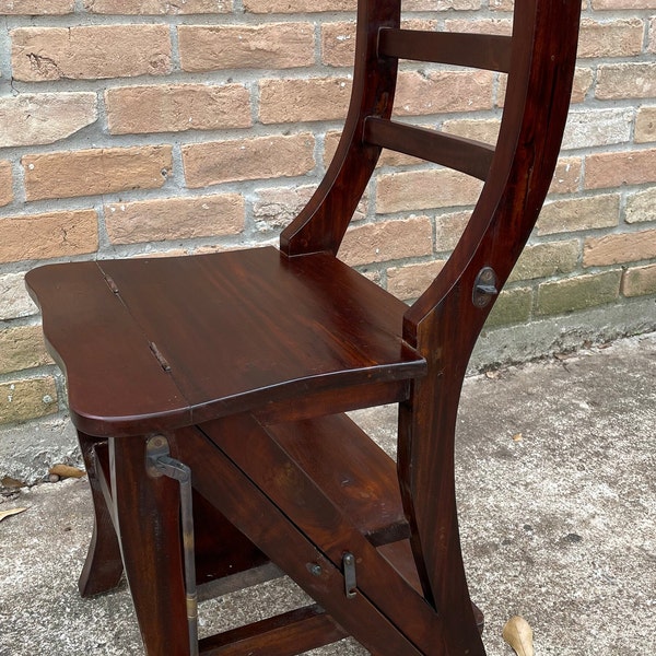 French Antique Step Stool Chair Combination