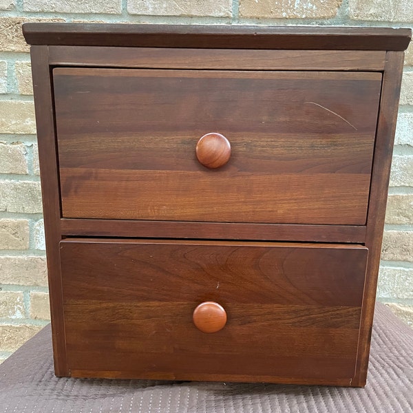 Wood Chest from Ethan Allen, Small Two Drawer End Table or Plant Stand