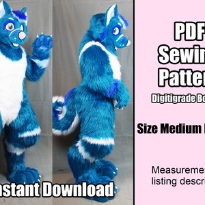 DIGITAL Digitigrade Bodysuit Pattern for Fursuits - Sized Medium Female - PDF Download