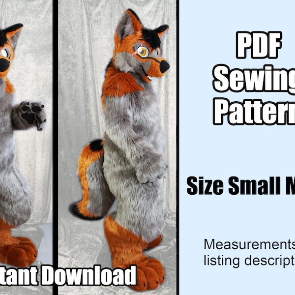 Patrón de body digital digitígrado para fursuits - Descargar PDF