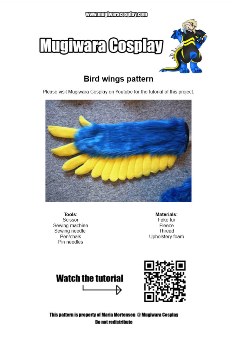 DIGITAL Bird Wings Pattern for Partial Fursuits - PDF Download image 2