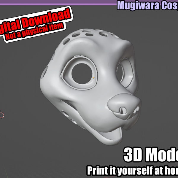 Canine 3D-model STL Fursuit Head Base for 3D-printing