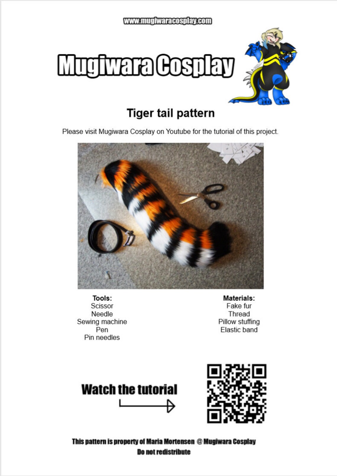 DIGITAL Tiger Tail Pattern for Fursuits & Cosplay PDF - Etsy