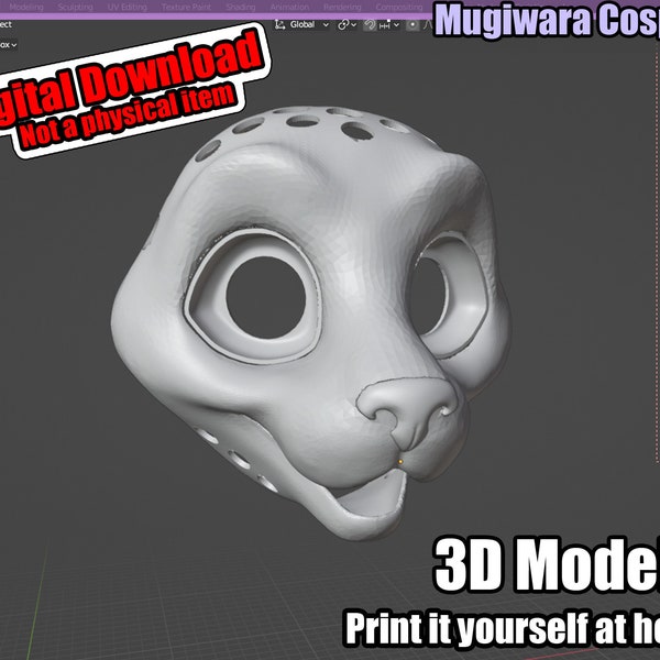 Cat 3D-model STL Fursuit Head Base for 3D-printing