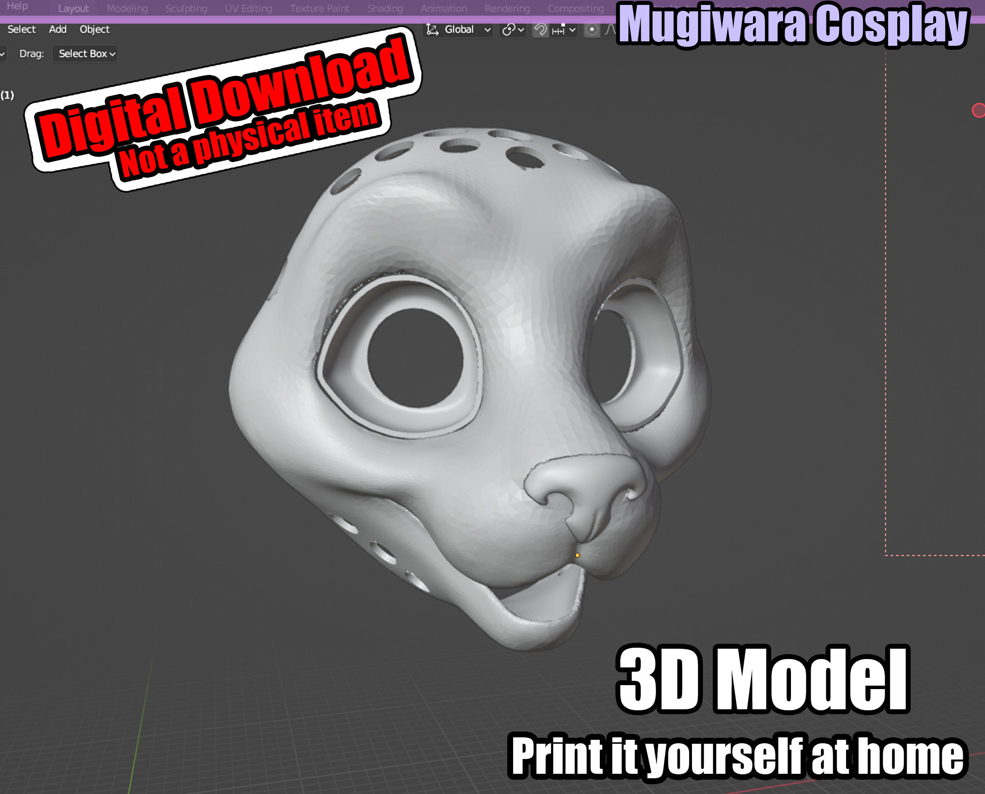 Protogen head base 3D model 3D printable