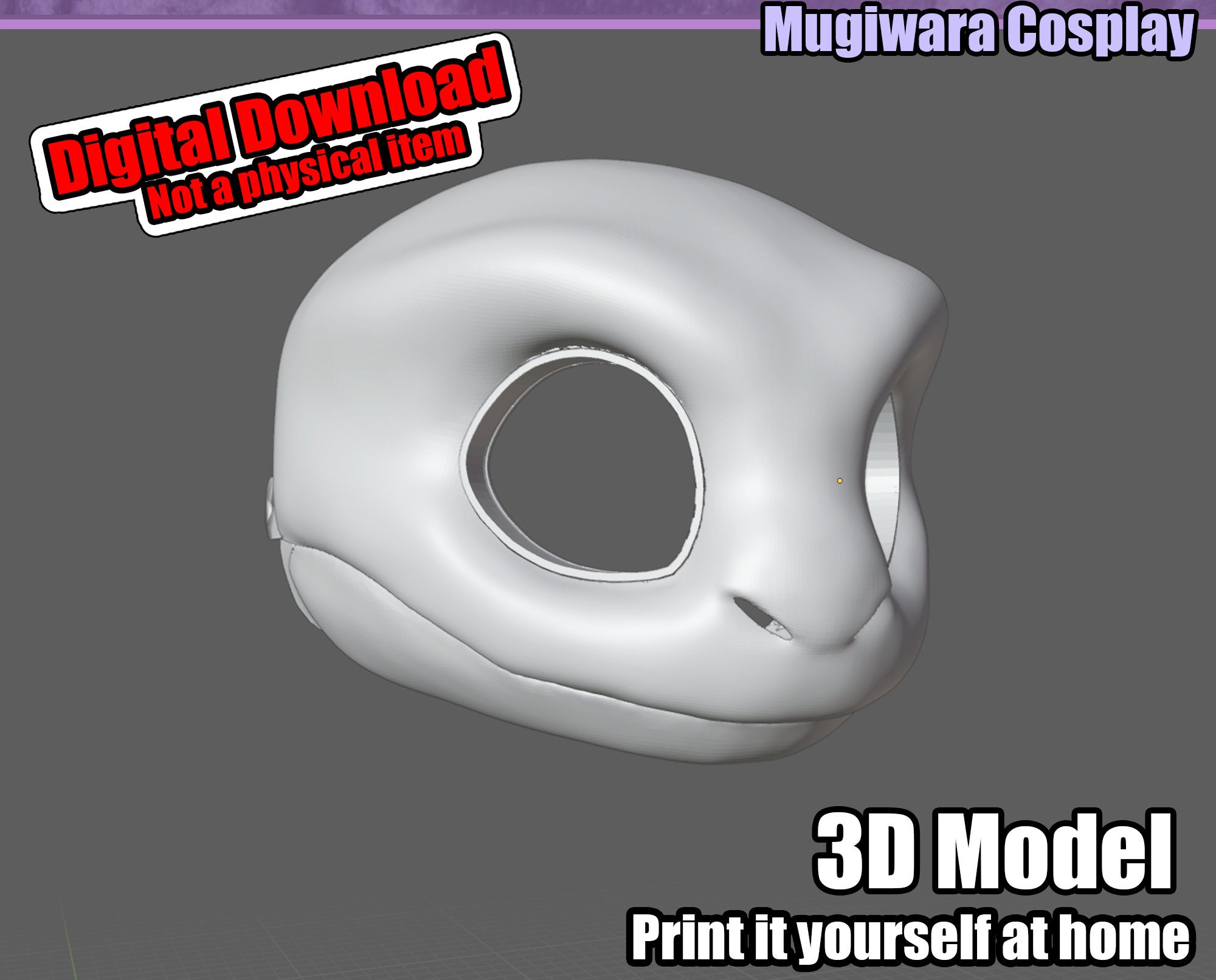 Chibi Reptile 3D-model STL Fursuit Head Base for 3D-printing