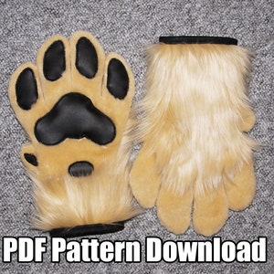 DIGITAL Feral Hand Paw Pattern for Fursuits - PDF Download