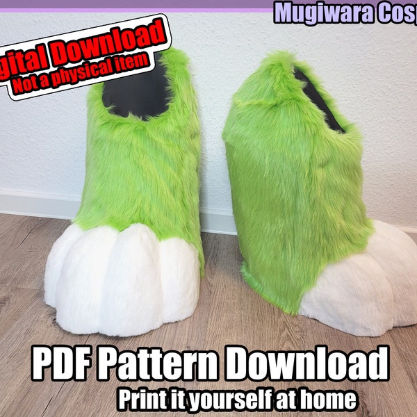 DIGITAL Digitigrade Fursuit Feet Paws Pattern for Fursuits - PDF Download