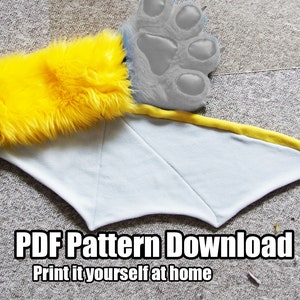 DIGITALT mönster för fladdermusvingar för delvis pälsdräkt - Medellånga vingar - PDF-nedladdning