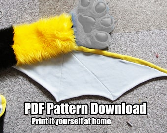 DIGITAL Bat Wing Pattern for Partial Fursuits - Medium Long Wings - PDF Download