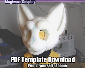 CYFROWY Kemono Foam Head Base Pattern/Template do kostiumów futrzanych - Pobierz PDF