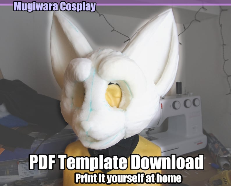 Patrón/Plantilla DIGITAL de base de cabeza de espuma Kemono para fursuits - Descargar PDF
