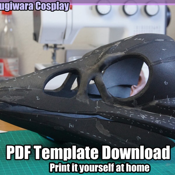 Base DIGITAL de calavera de cuervo de espuma para fursuits - Descargar PDF