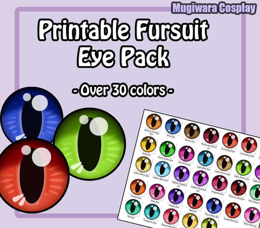 DIGITAL Printable Fursuit Eyes - Over 30 Colors - PNG Download - Etsy