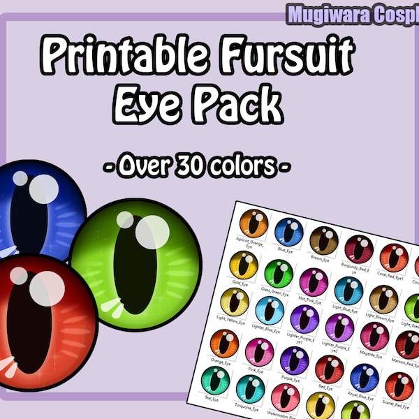 Fursuit Eyes imprimable NUMÉRIQUE - Plus de 30 couleurs - Téléchargement PNG