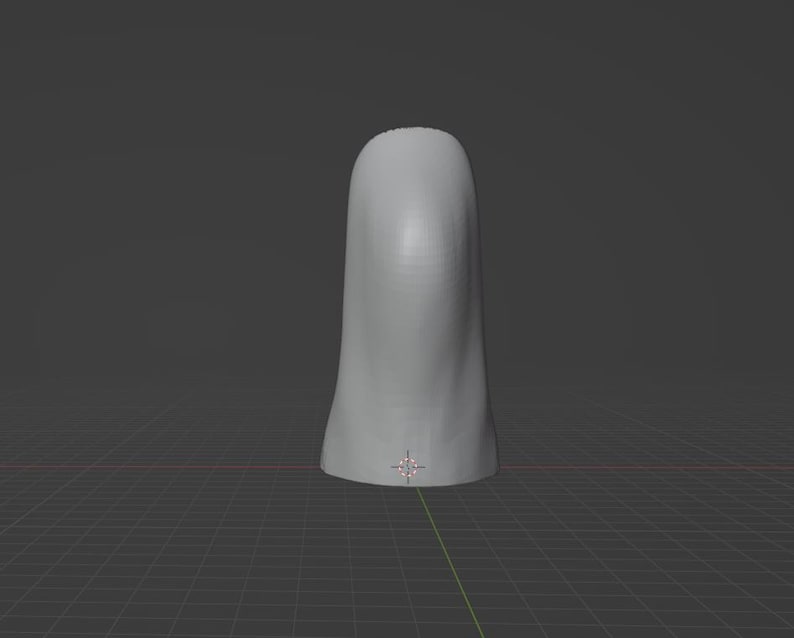 May include: A 3D-rendered, light gray, abstract sculpture. The form is elongated and rounded, with a smooth texture and a slightly textured top. The sculpture is set against a dark gray background.
