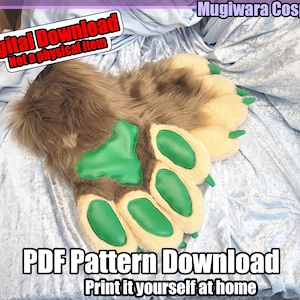 DIGITAL Puffy Hand Paw Pattern for Fursuits - New Version - PDF Download