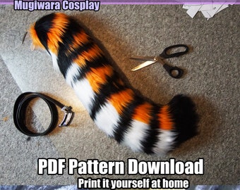 DIGITAL Tiger Tail Pattern for Fursuits & Cosplay - PDF Download