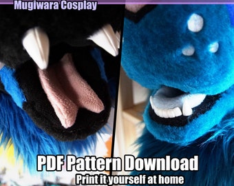 DIGITAL Fabric Tongue Patterns for Fursuits, 7 Shapes - PDF Download