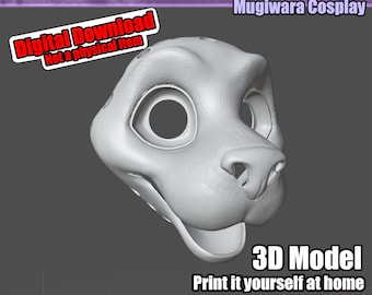 Base de cabeza de fursuit de gran felino en formato STL para impresión 3D / Para impresión en PLA/PETG + TPU