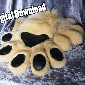 DIGITAL 5 Fingered Puffy Hand Paw Pattern for Fursuits - PDF Download