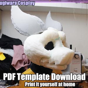 DIGITAL Wickerbeast Foam Head Base Pattern/Template for Fursuits - PDF Download