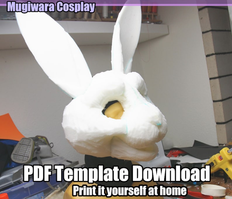 DIGITAL Bunny Foam Head Base Pattern/Template for Fursuits - PDF Download 