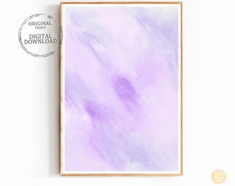 Pastel Abstract Watercolor Wall art Print: Neutral Purple & Blue (Digital Download)