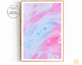 Abstract Watercolor Art Print: Pink Blue Pastel Wall Decor (Digital Download)