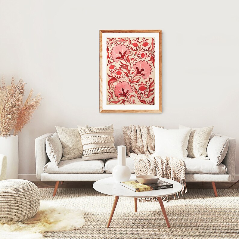 Floral Watercolor Wall Art Botanical Printable Flower Red Etsy