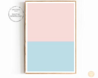 Minimalist Printable Wall art Pink Blue Abstract Print Printable poster Home decor Mid century Modern art Boho wall decor Digital Download