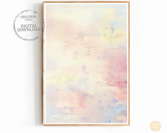Pastel Abstract Watercolor Print: Pink & Blue Wall Art (Digital Download)