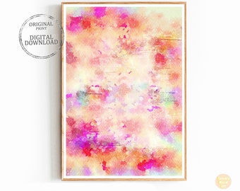 Acquerello astratto Stampa stampabile da parete Arte da parete rosa Poster stampabile Arte da parete grande Arte da parete Boho Arredamento Boho Download digitale