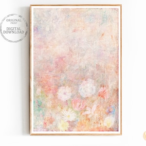 Abstraktes Aquarell Wandkunst Druckbare Blumen rosa blau lila Pastell Himmel Wolke Druck Neutral Poster großes Schlafzimmer Dekor Digitaler Download